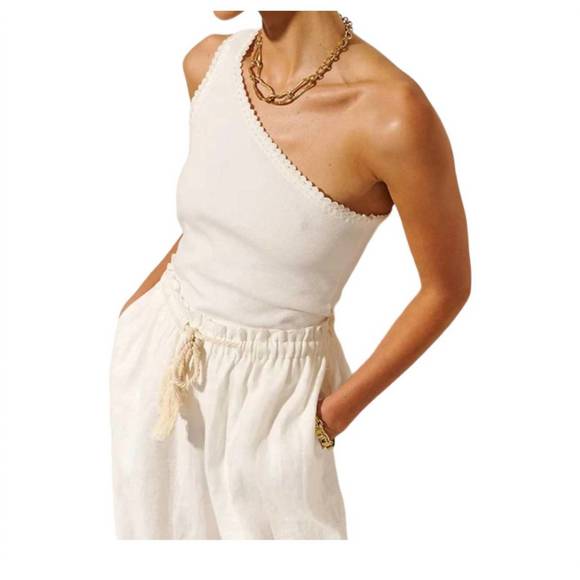 NEW KIVARI tallulah one shoulder tank top in ivory - Picture 3 of 3